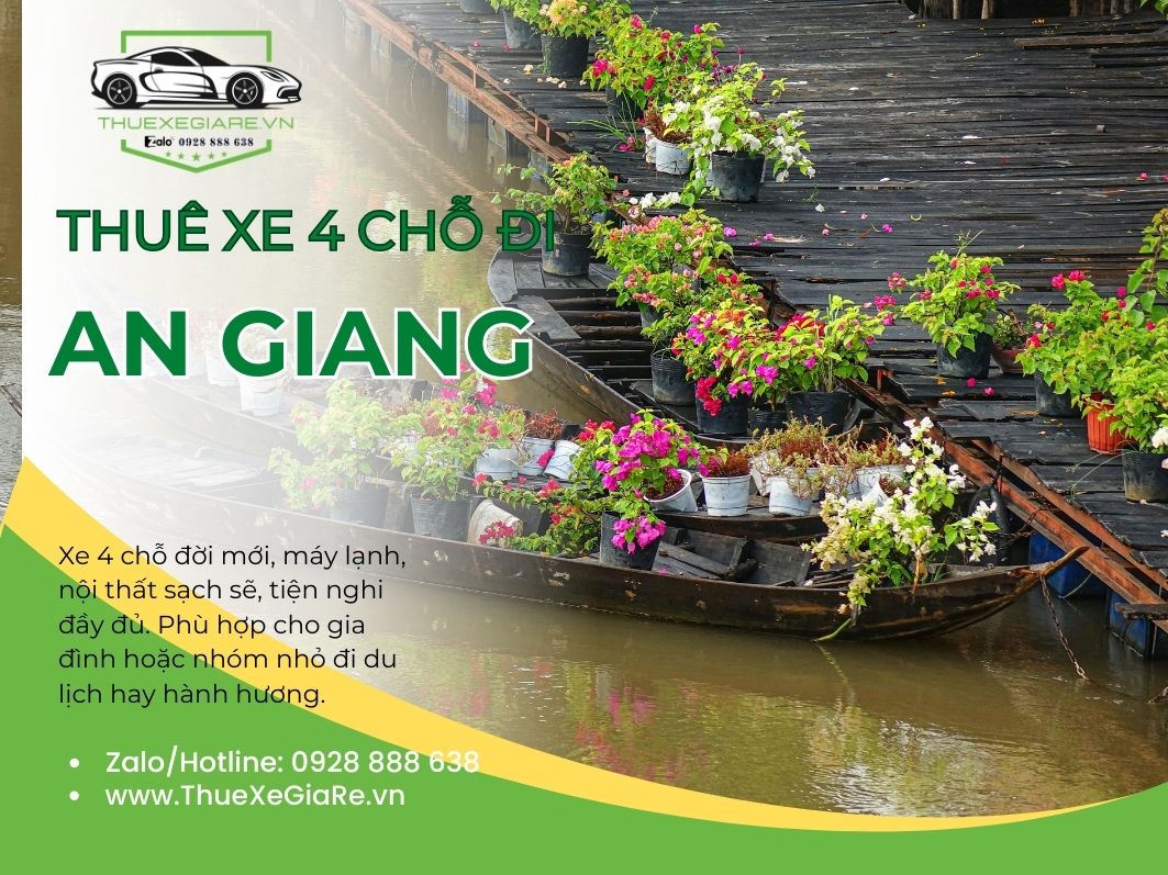 Cho thuê xe 4 chỗ đi An Giang – xe đời mới sạch sẽ, tài xế chuyên nghiệp đưa khách du lịch và hành hương đến Châu Đốc, Miếu Bà Chúa Xứ, Núi Sam an toàn và thoải mái.