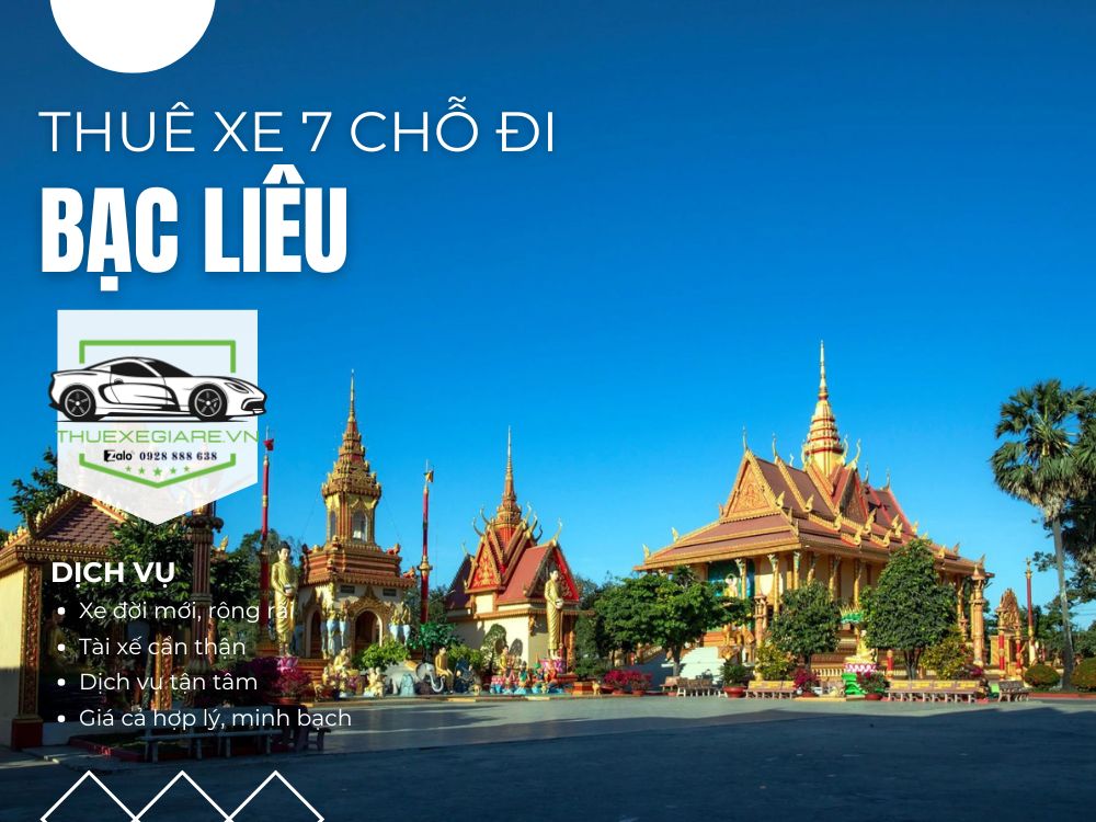 Xe 7 chỗ đời mới, không gian rộng rãi, nội thất sạch đẹp, đang đón khách đi Bạc Liêu, tài xế thân thiện hỗ trợ hành lý và tư vấn lịch trình